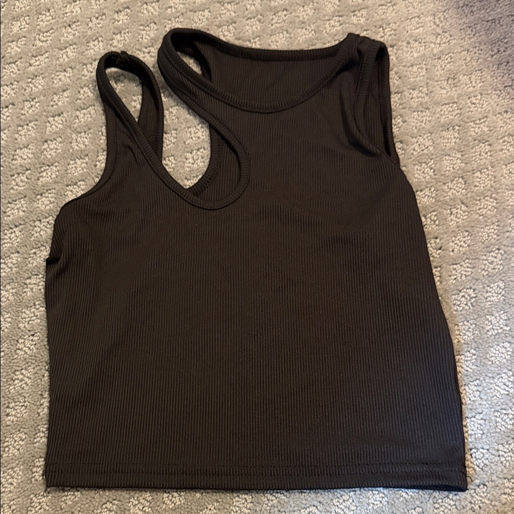 SHEIN Black Ribbed Tank Top
